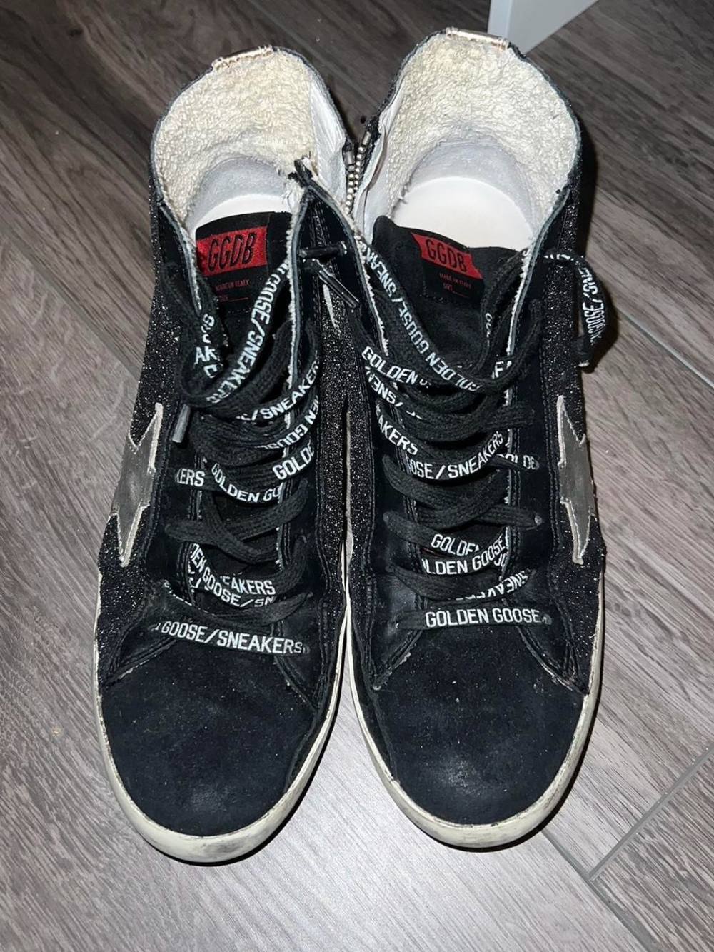 Golden Goose Black Suede High-Top Sneakers with White Star